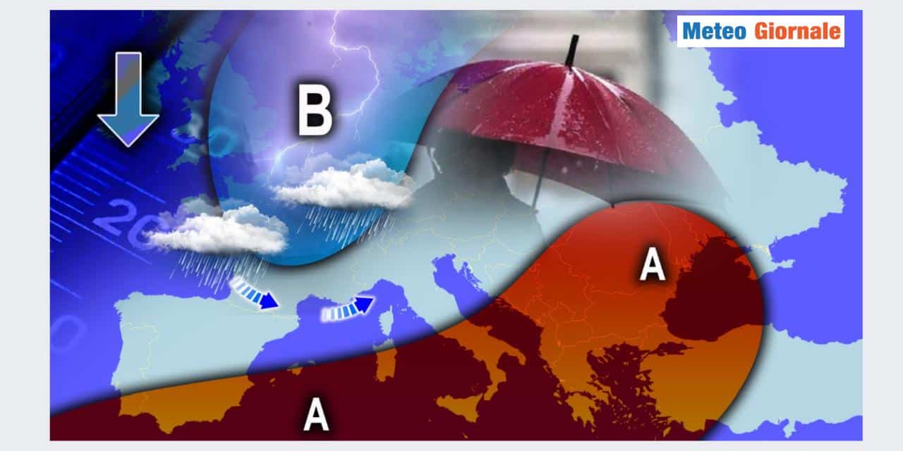 Meteo: ciclone in arrivo carico di pioggia con temperature in picchiata