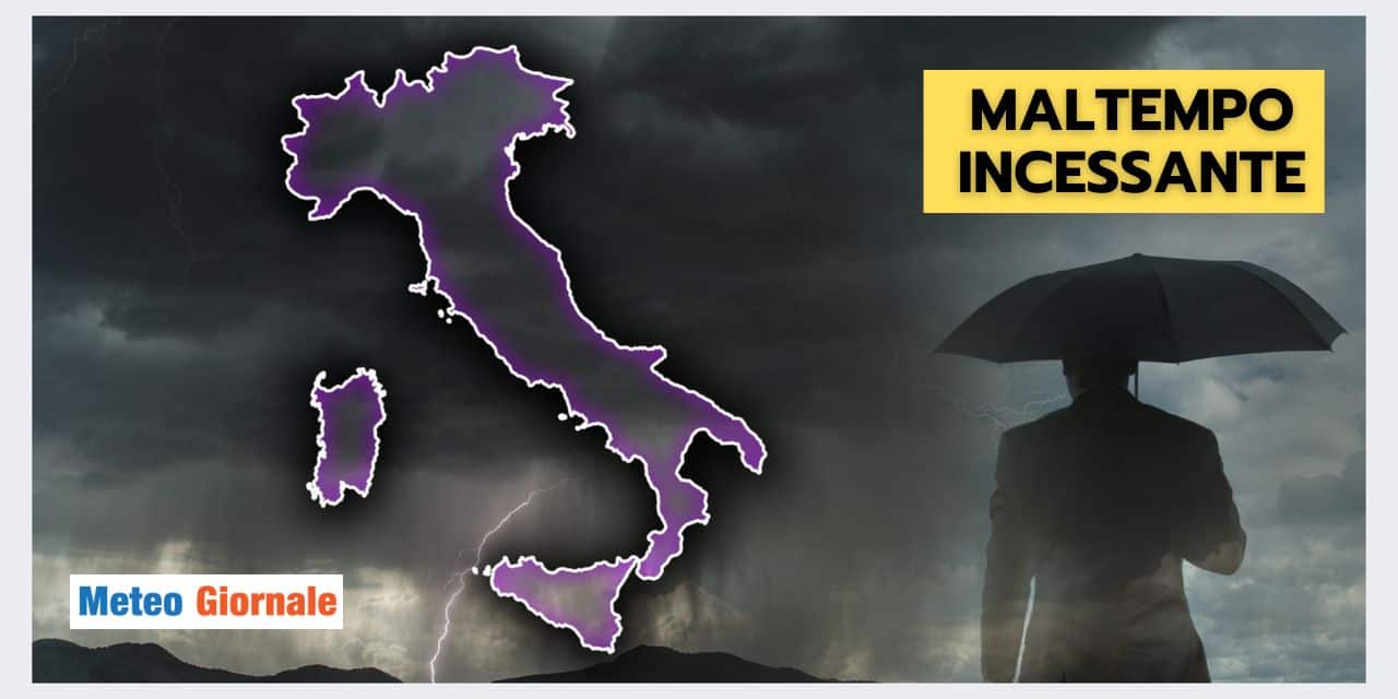 Meteo prossime ore: maltempo incessante, ecco quando finirà