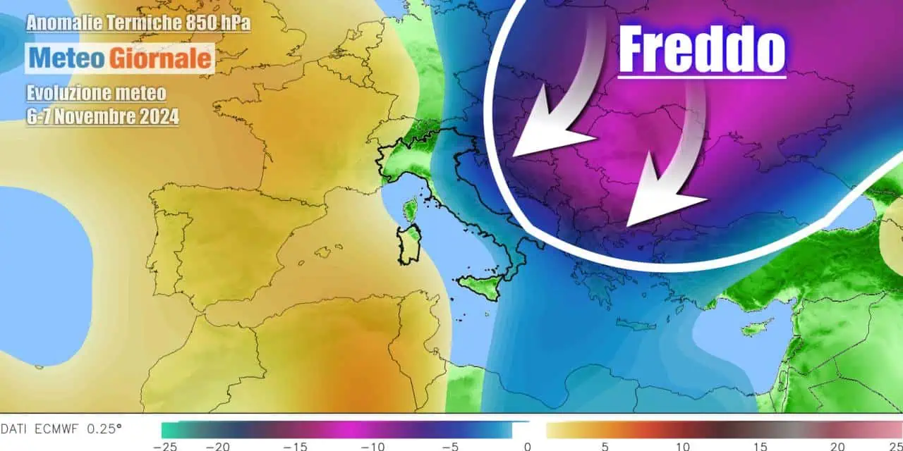 Verso freddo dai Balcani attorno al 7 Novembre