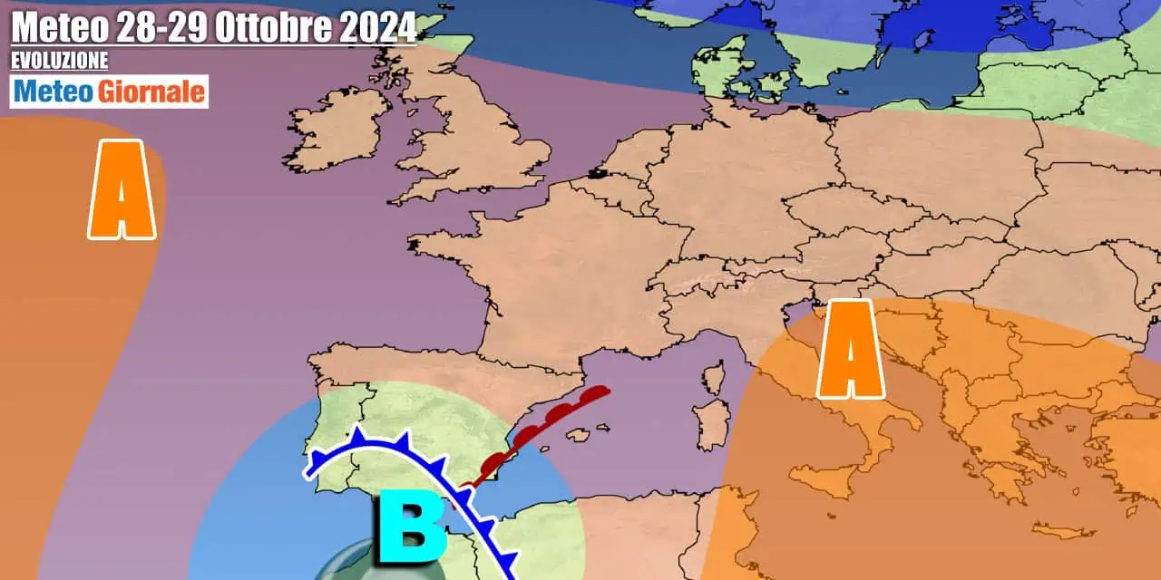 Vortice affonda verso il Marocco lasciando campo libero all'anticiclone