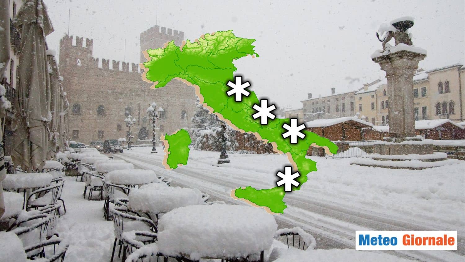 Meteo, Bianco Natale per 3 Regioni: ecco la mappa delle nevicate