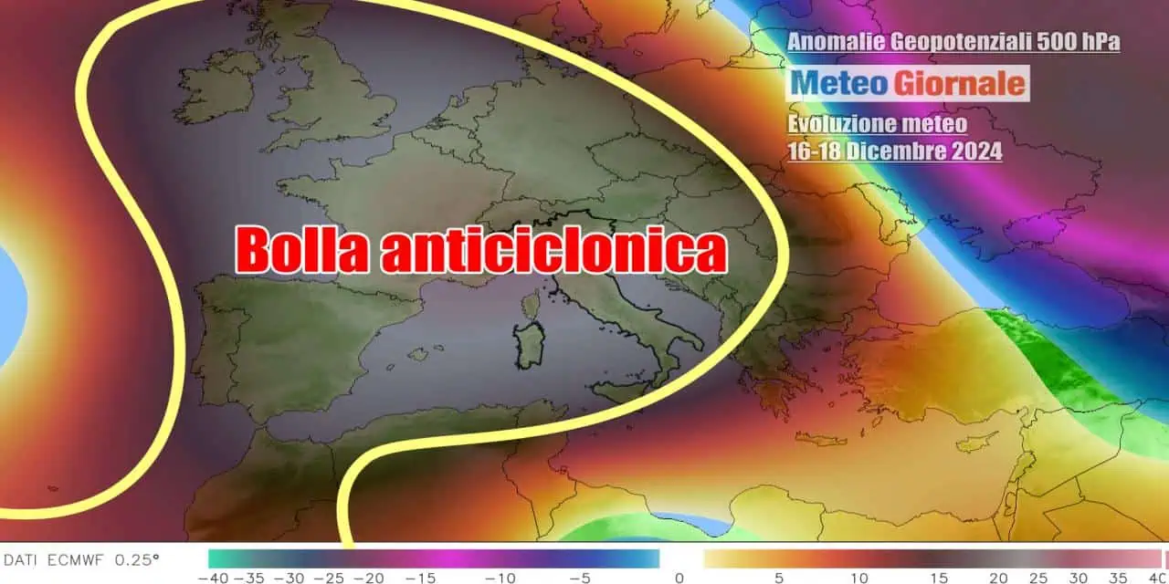 Anticiclone prossima settimana, ma a Natale potrebbe cambiare