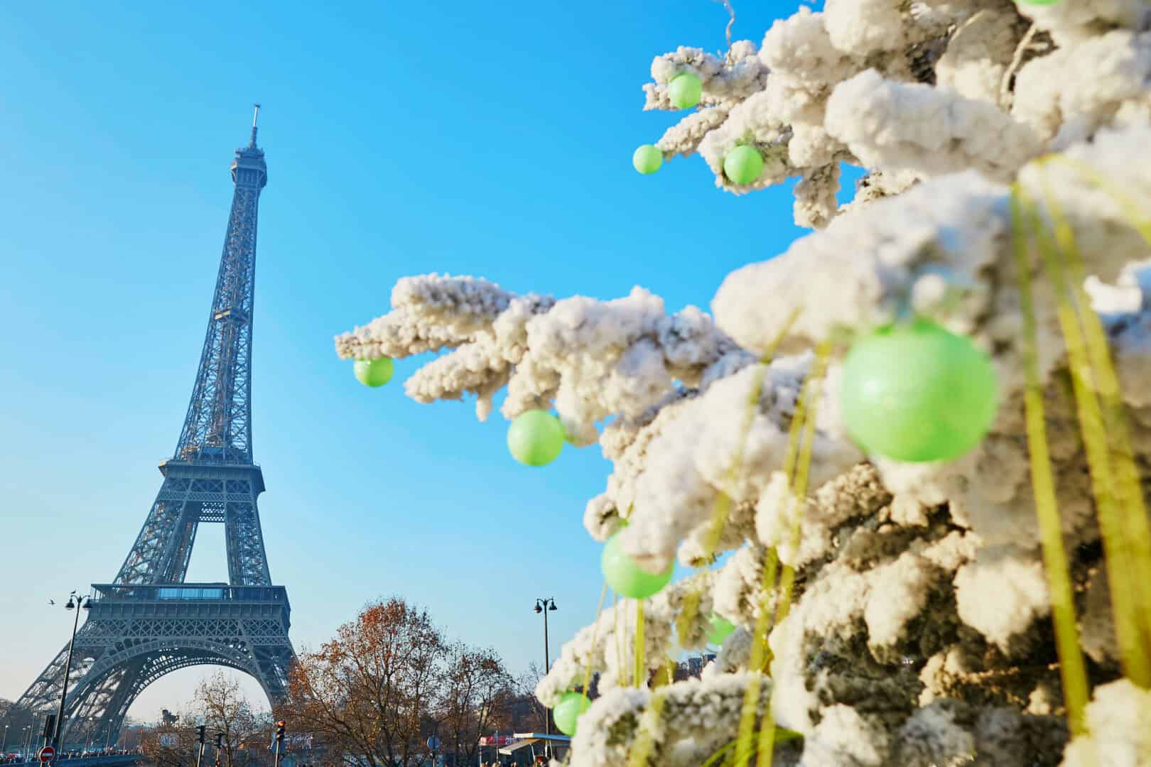 Turismo natalizio a Parigi. Cena elegante con vista sulla Torre Eiffel