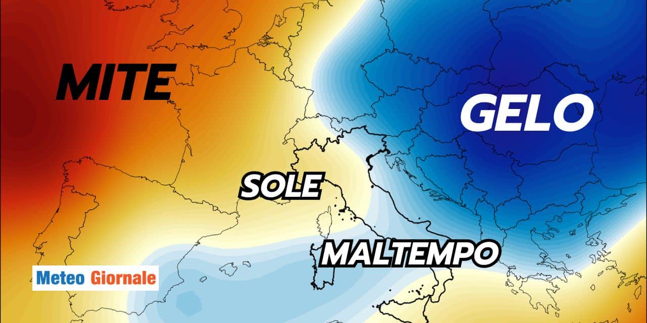 Meteo: ITALIA CAPOVOLTA, pioggia e neve al Sud, sole al Nord