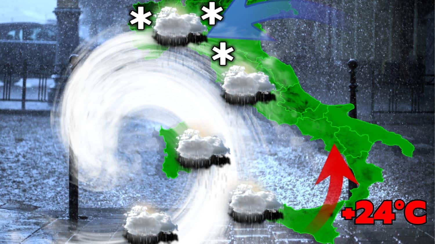 Follia Meteo: 24°C al Sud, Alpi sepolte dalla Neve nel FINE SETTIMANA