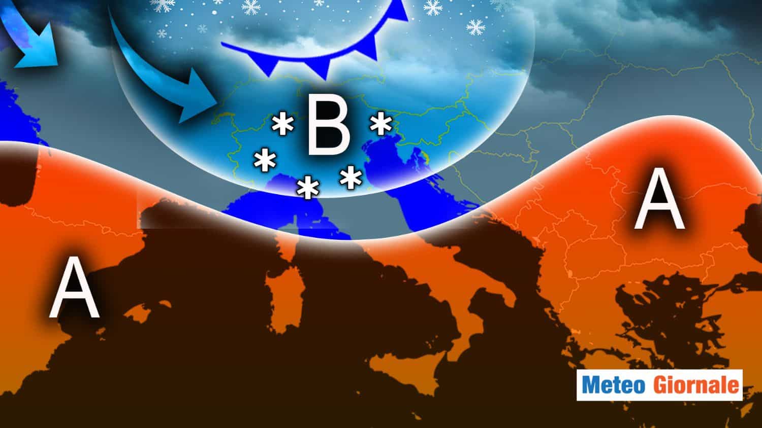 Meteo: Neve copiosa al Nord, medio Adriatico e Sud in ombra