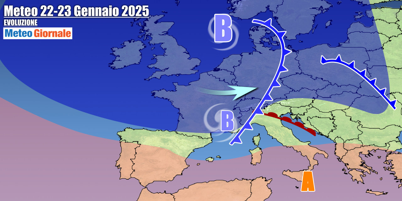 Fase più mite con correnti occidentali e Anticiclone più presente al Sud