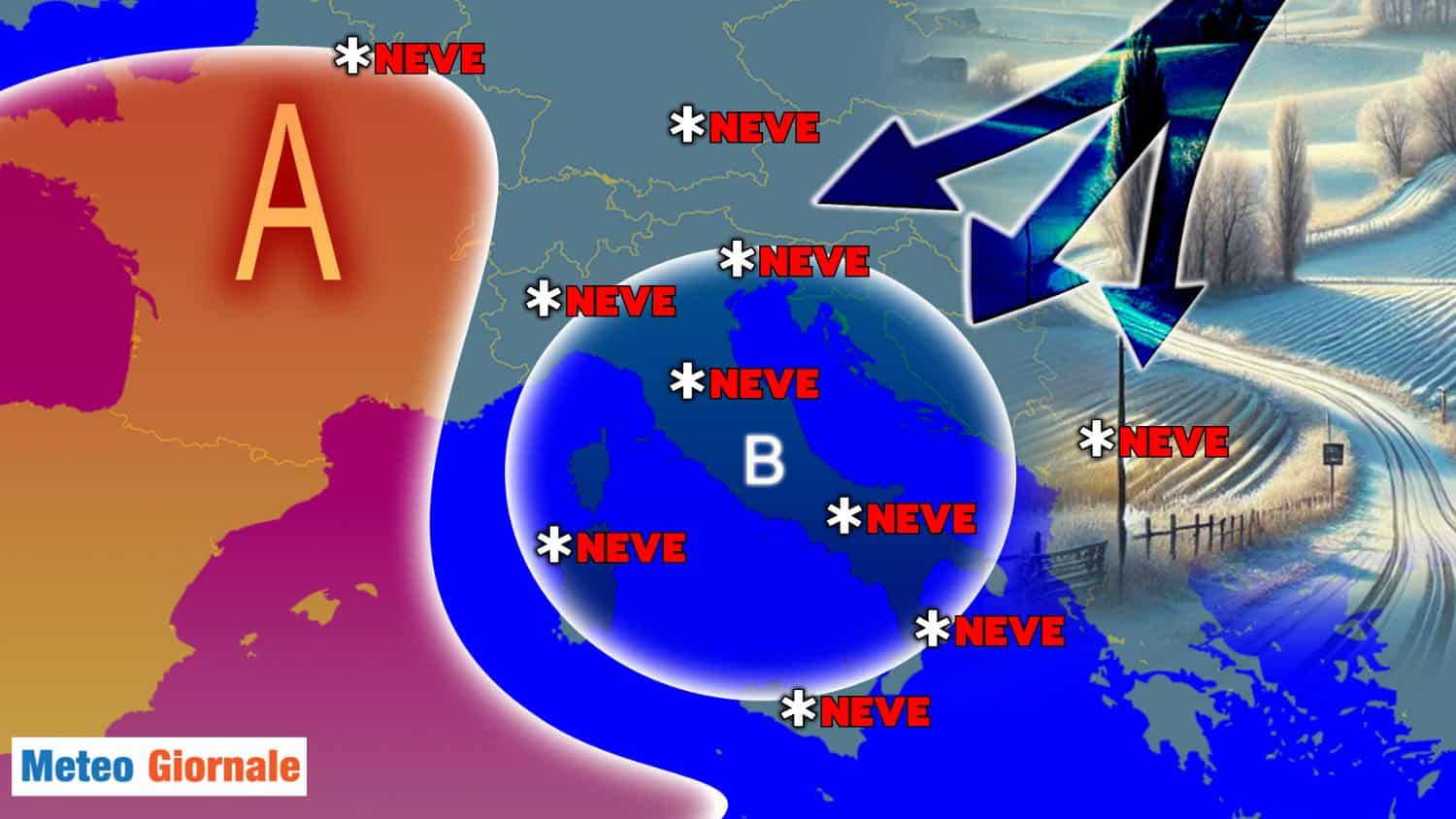 Meteo verso NEVE diffusa in Italia: REGIONI a rischio. Quando