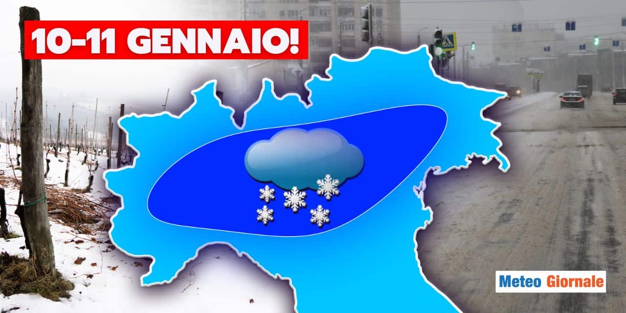 Meteo: super nevicata in pianura Padana tra 10 e 11 Gennaio