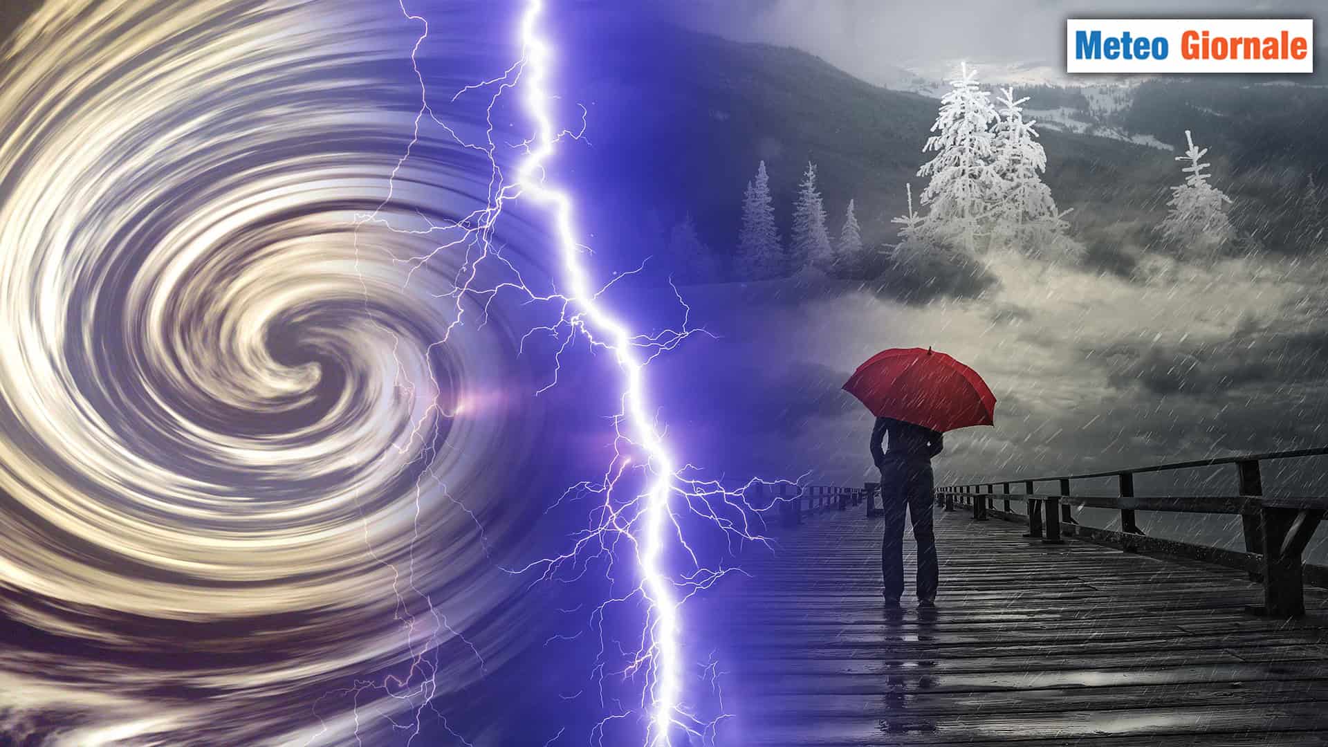 Meteo: Vortice in Transito provoca Piogge, Temporali e Neve