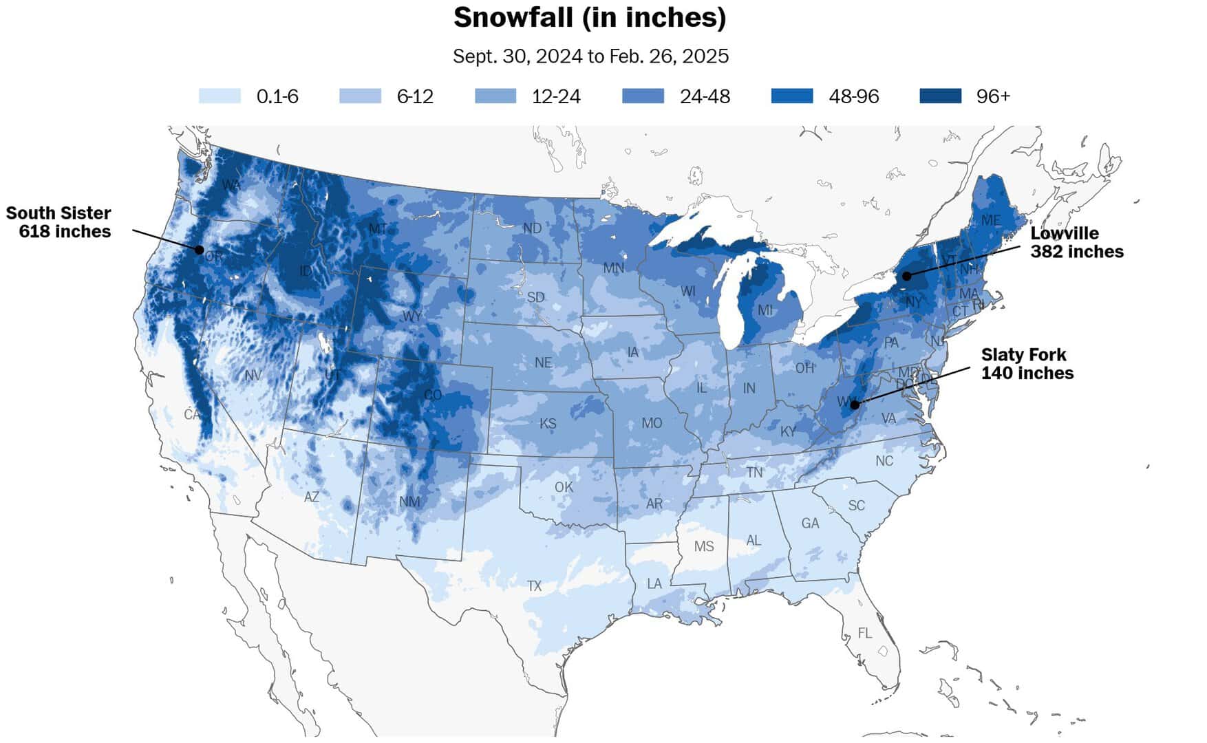 Meteo Stati Uniti, sino a 16 metri di neve. Ma i conti non tornano