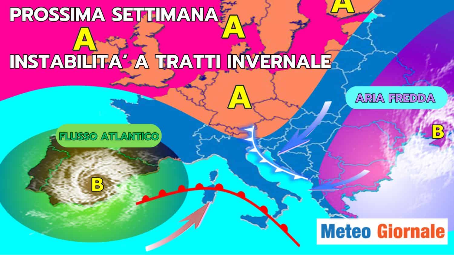 Prossima settimana: dove pioverà e dove farà più freddo con neve