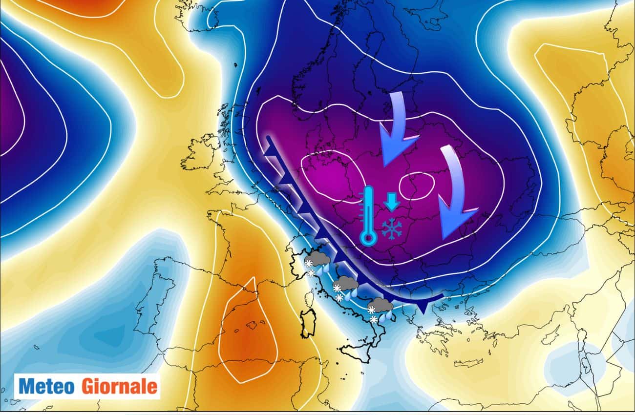 Previsioni Meteo: nel WEEKEND calo delle TEMPERATURE con PIOGGIA e NEVE
