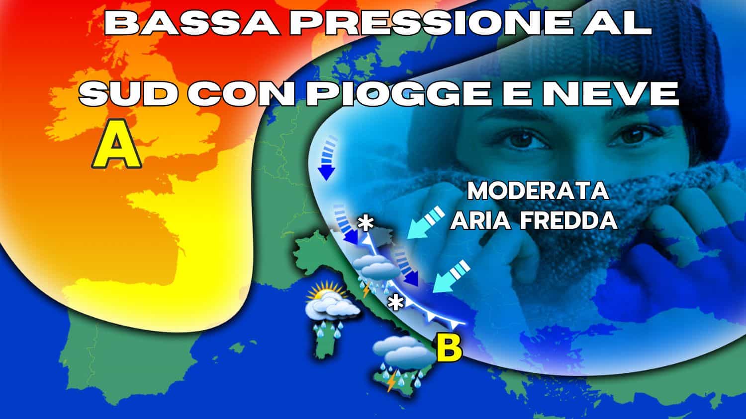 Prossime 48 ore: ancora piogge e neve, fino a 20/30 cm