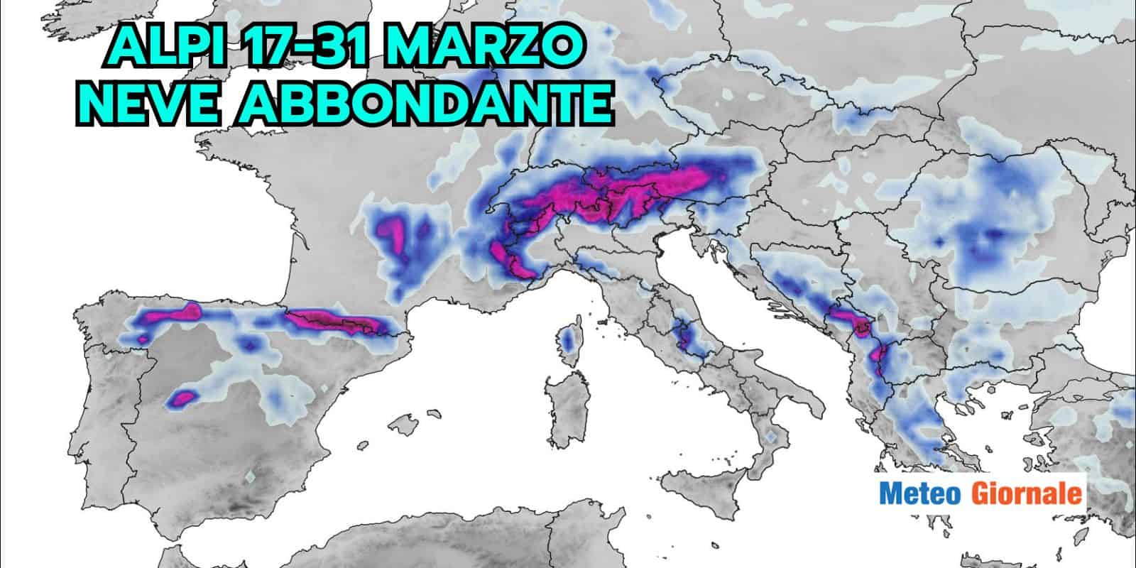 Meteo: PIOGGIA e NEVE a non finire, gli accumuli fino a fine Marzo preoccupano 2 meteo alpi neve abbondante 17 jhhgsdps