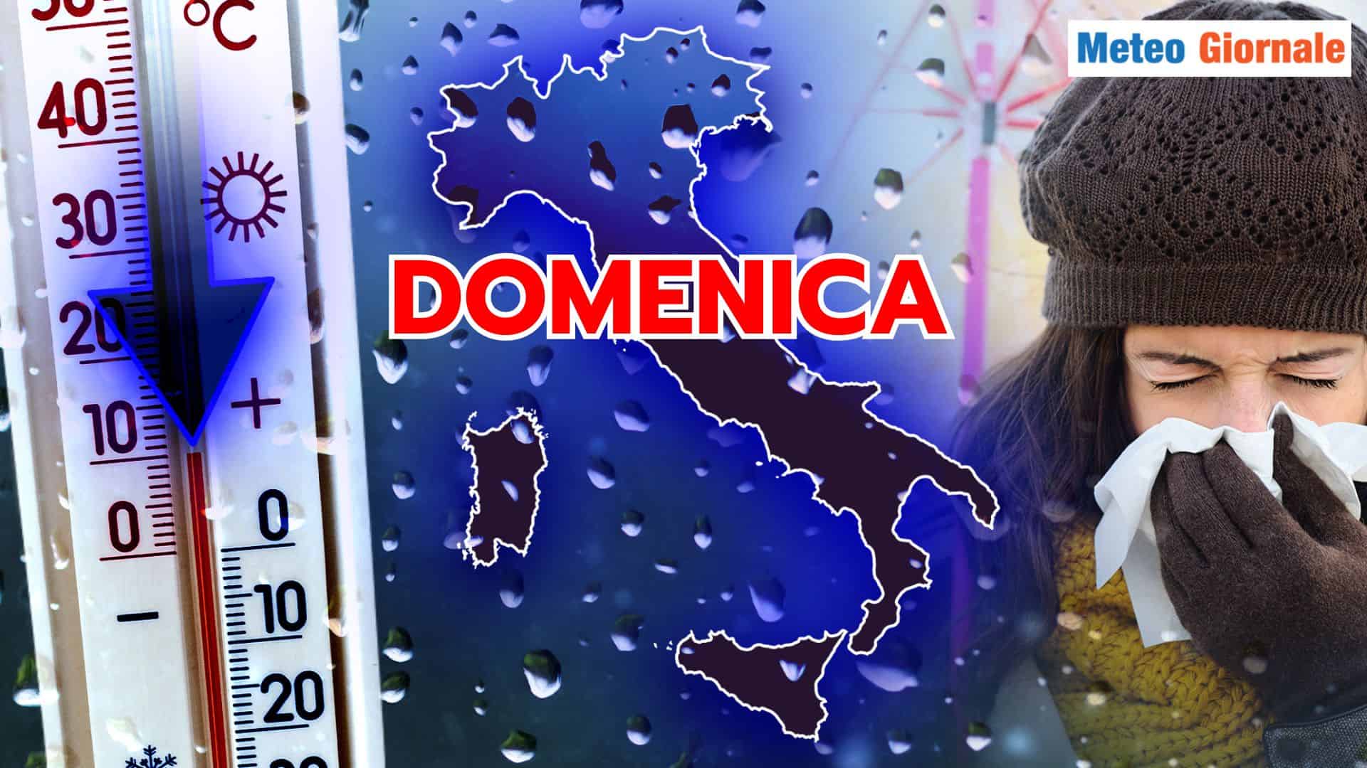 Domenica crollo termico, temporali, NEVE: tutti i dettagli Meteo