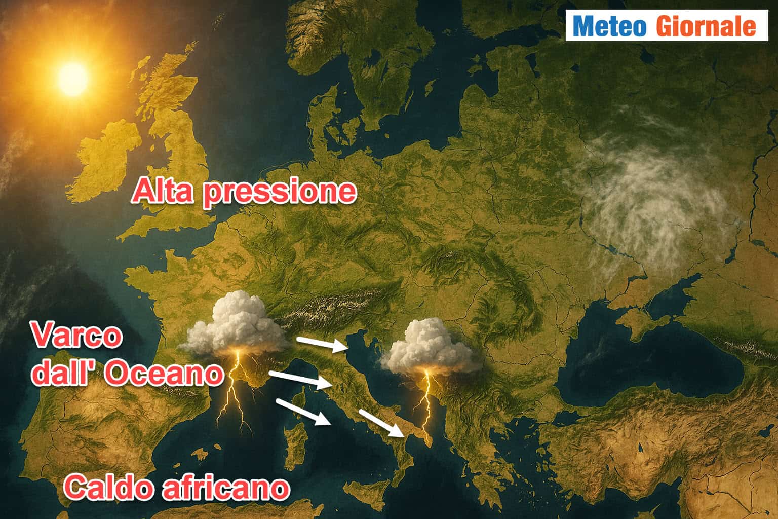 Soqquadro meteo, si aprirà un varco oceanico che si tufferà su aria africana