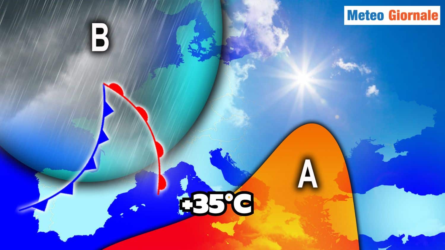 Conflitto irruento di masse d’aria. 35 gradi entro fine mese con tempesta