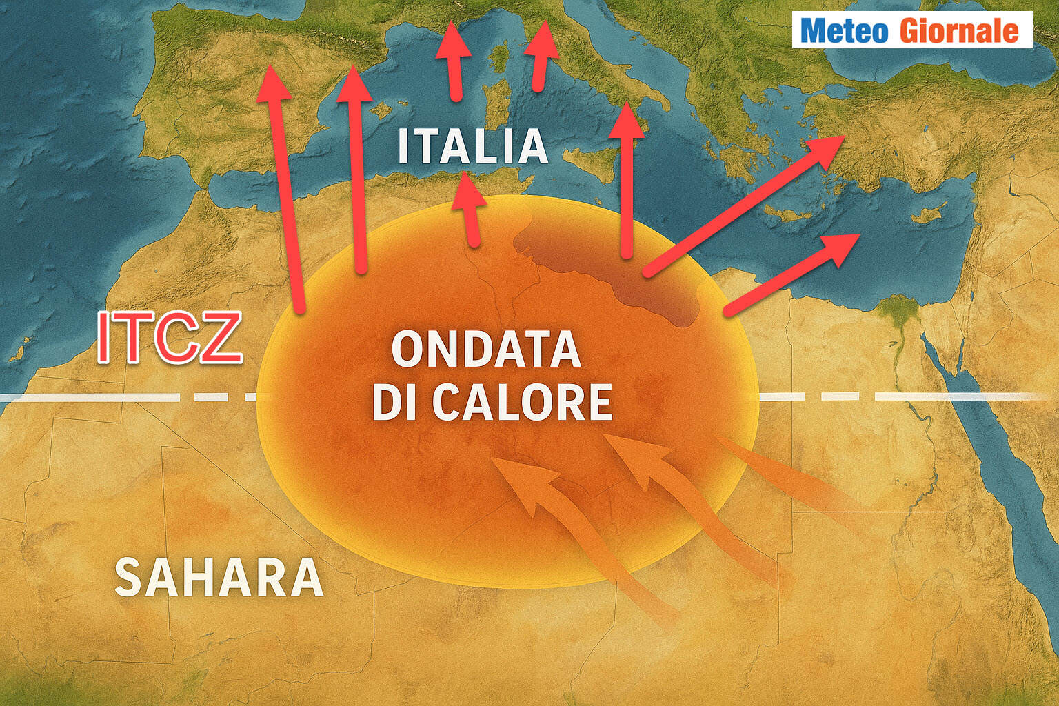 Meteo: espansione dell'ITCZ dal Sahara sul Mediterraneo