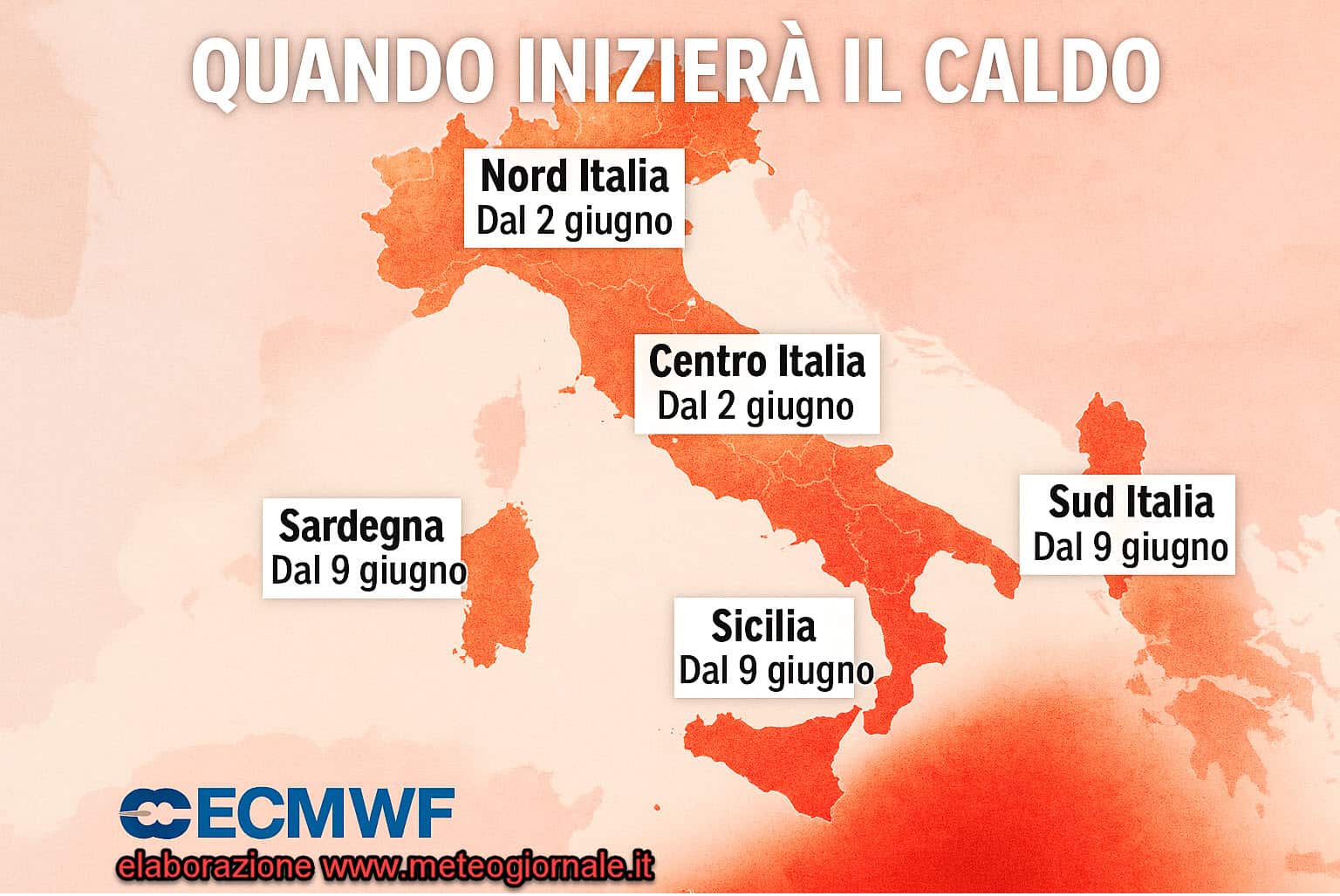 40 gradi in Italia, quali i rischi entro metà Giugno: Centro Meteo Europeo – ECMWF