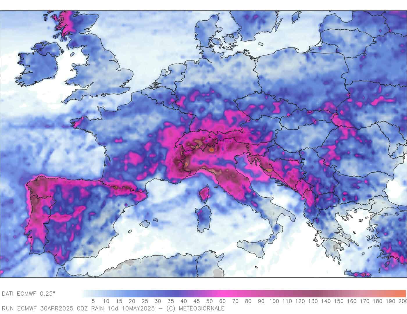 Centro Meteo Europeo - ECMWF: forti piogge verso Italia