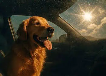 Foto realizzata con l'intelligienza artificiale perché gli animali (cani) non si lasciano in auto.