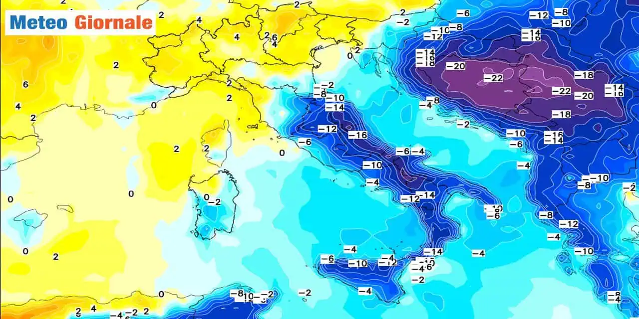 Notevolissimo calo termico su parte d'Italia