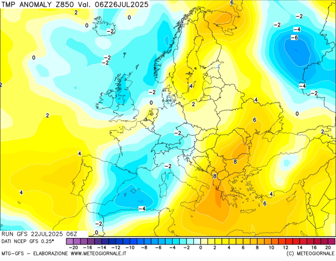 Temperature 850 hpa 26 luglio