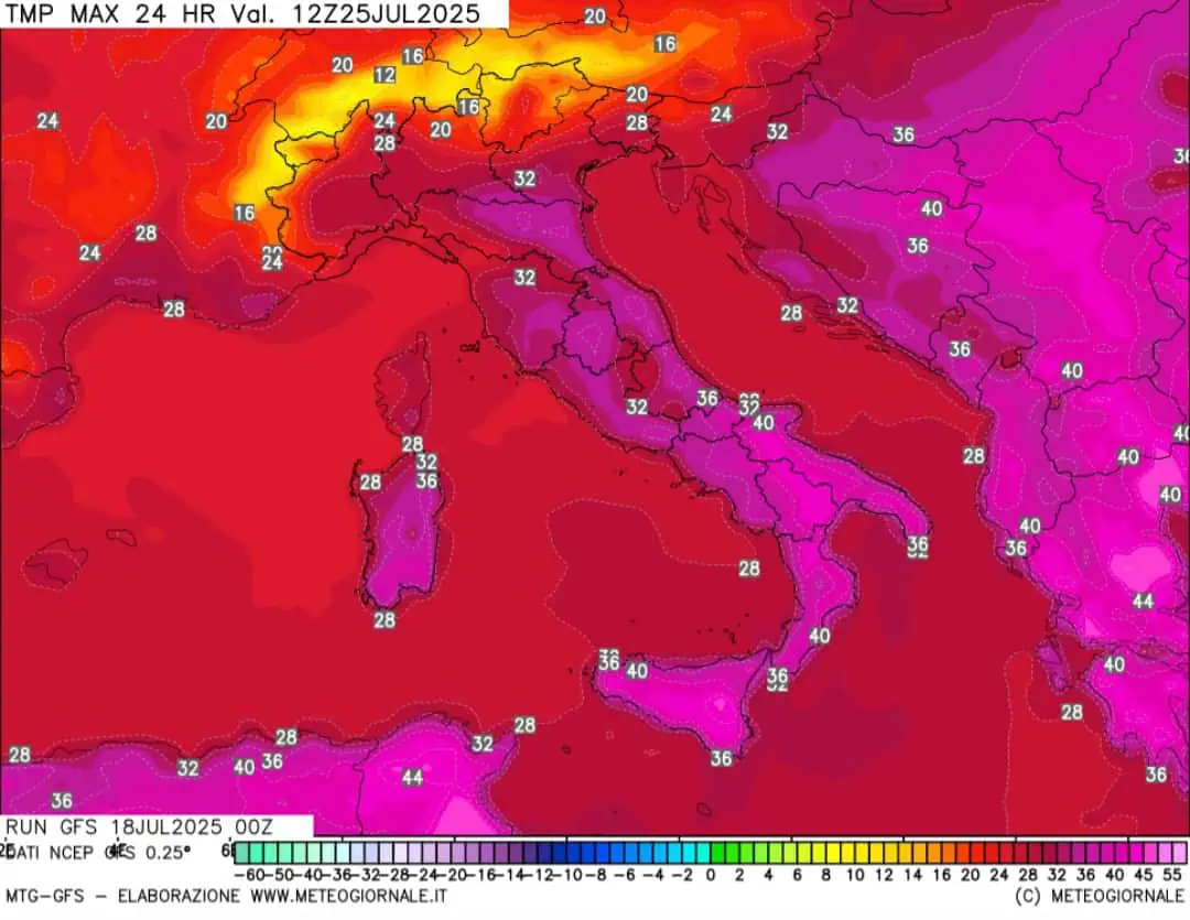 Temperature max 25 luglio