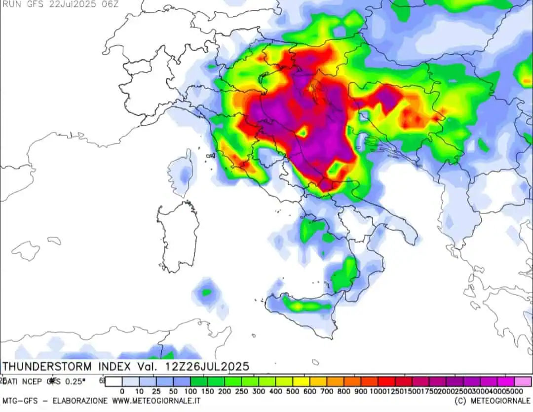 Thunderstorm index 26 luglio