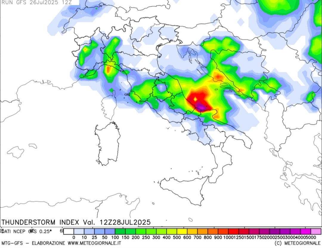 Thunderstorm index 28 luglio