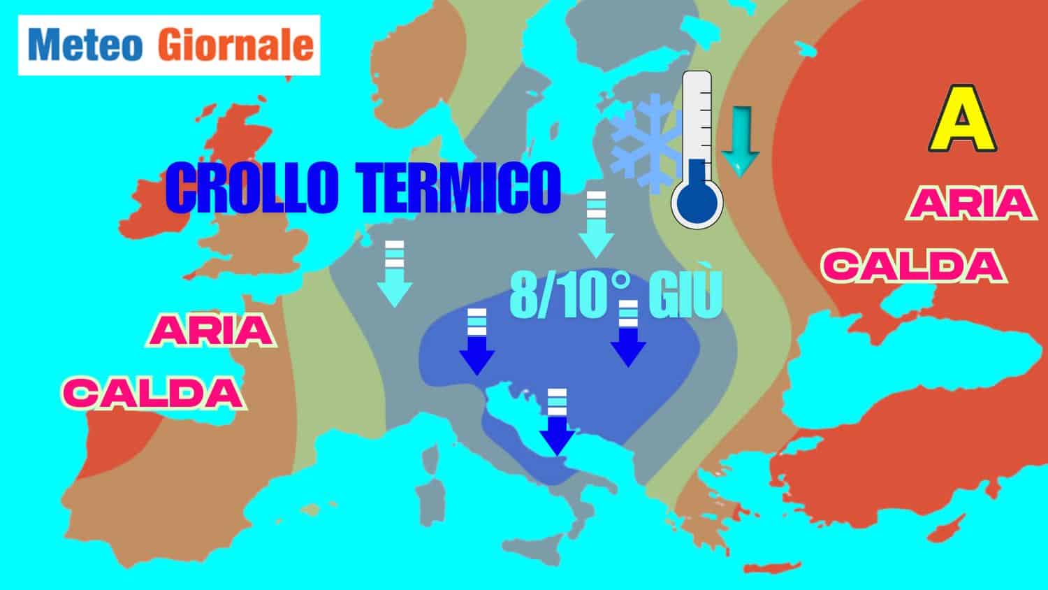 Mercoledì 9: sciabolata fresca con crollo improvviso di 8/10°