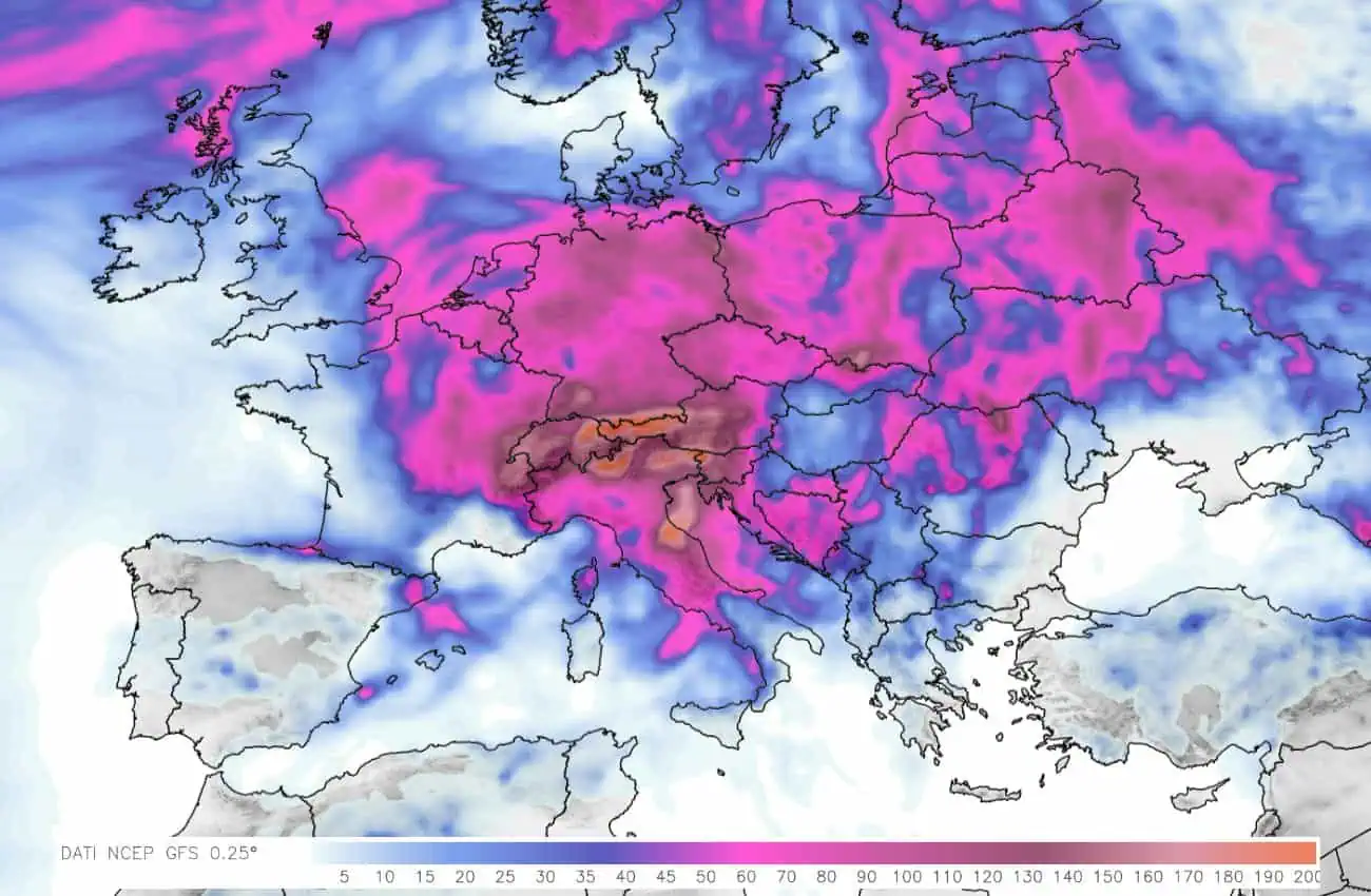 Piogge accumulate nella prossima settimana