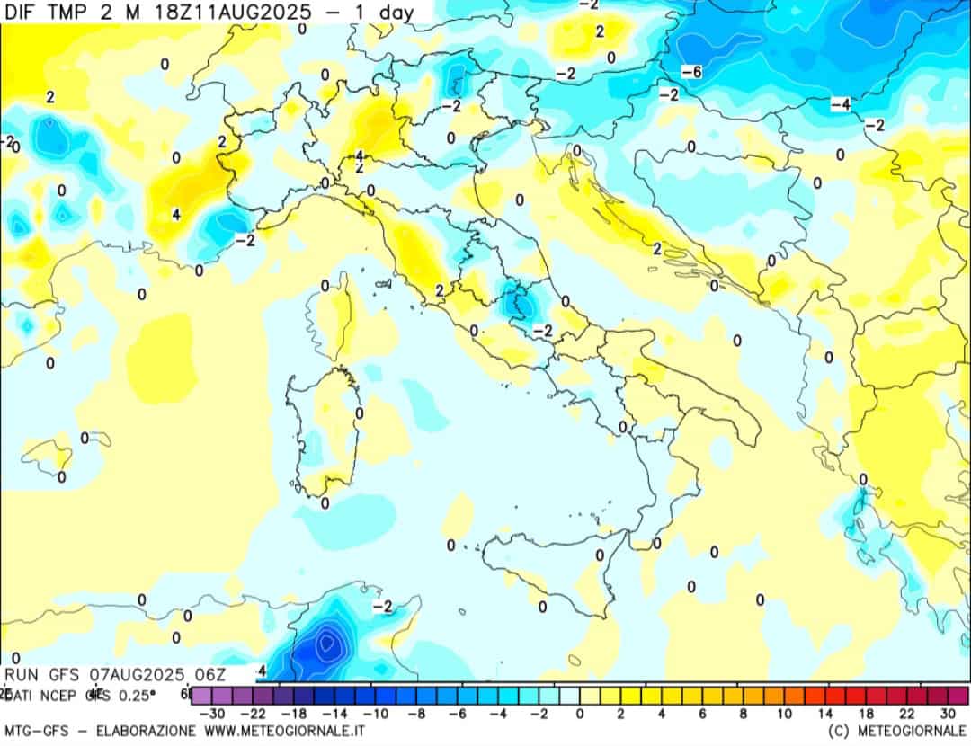 Differenze temperature nord-sud Italia