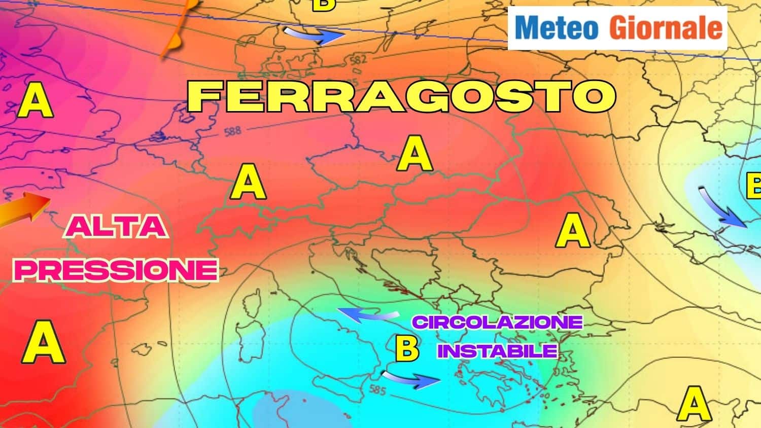 FERRAGOSTO 2025: tutto su temperature e temporali, anche forti. Mappe