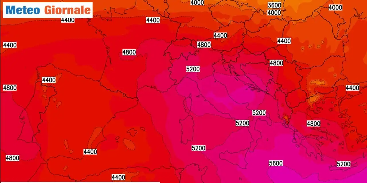 Caldo record in quota, con zero termico sopra i 5000 metri