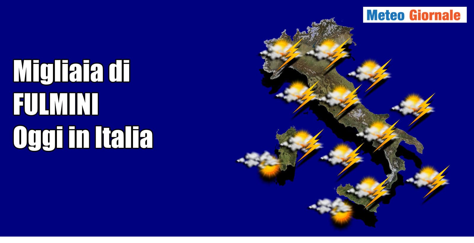 Migliaia di fulmini nel meteo di oggi in tutta Italia. Temporali anche con grandine