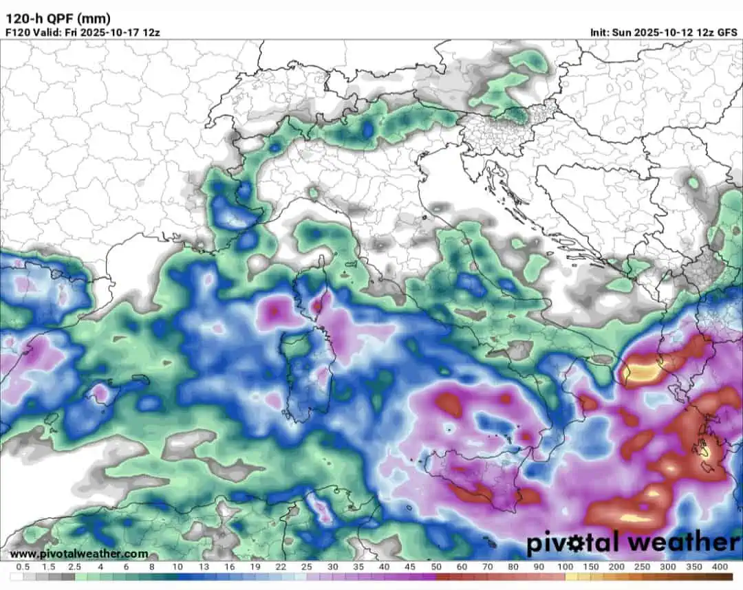Accumuli pluviometrici Sud Italia