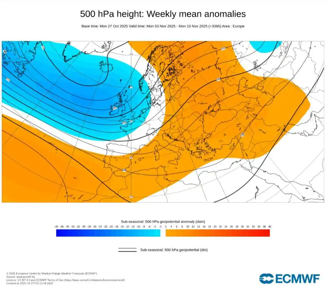 Anomalie geopotenziali 500 hPa Novembre