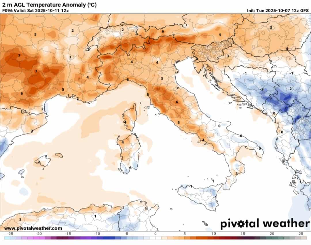 Anomalie temperature 11 ottobre 