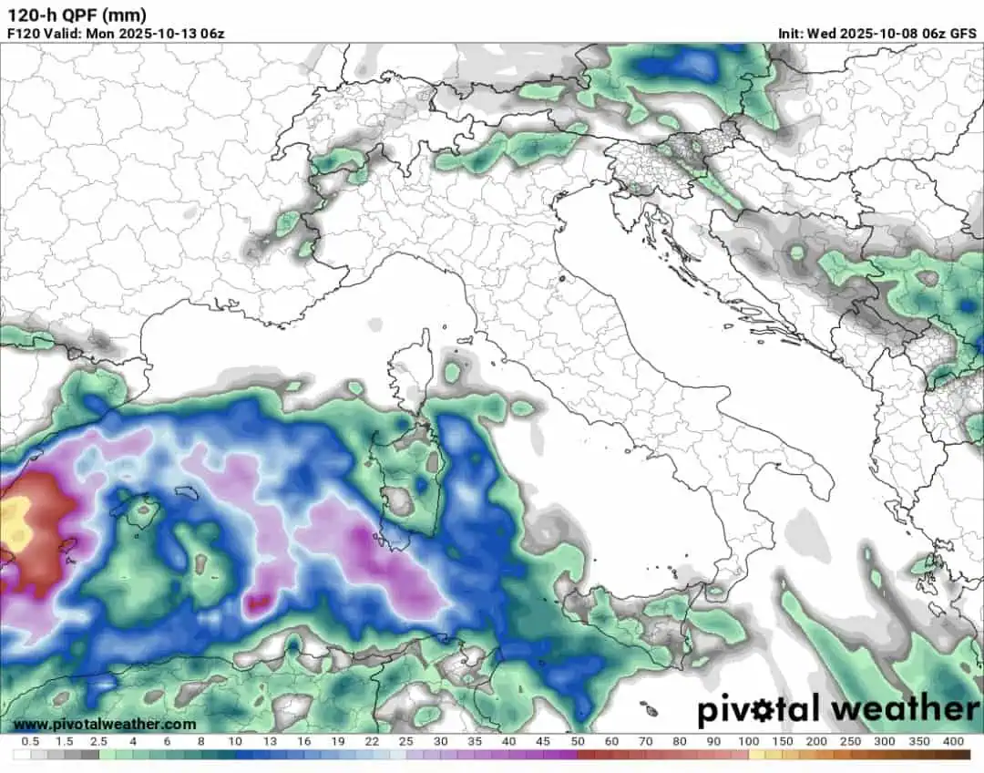 Piogge fino al 13 ottobre