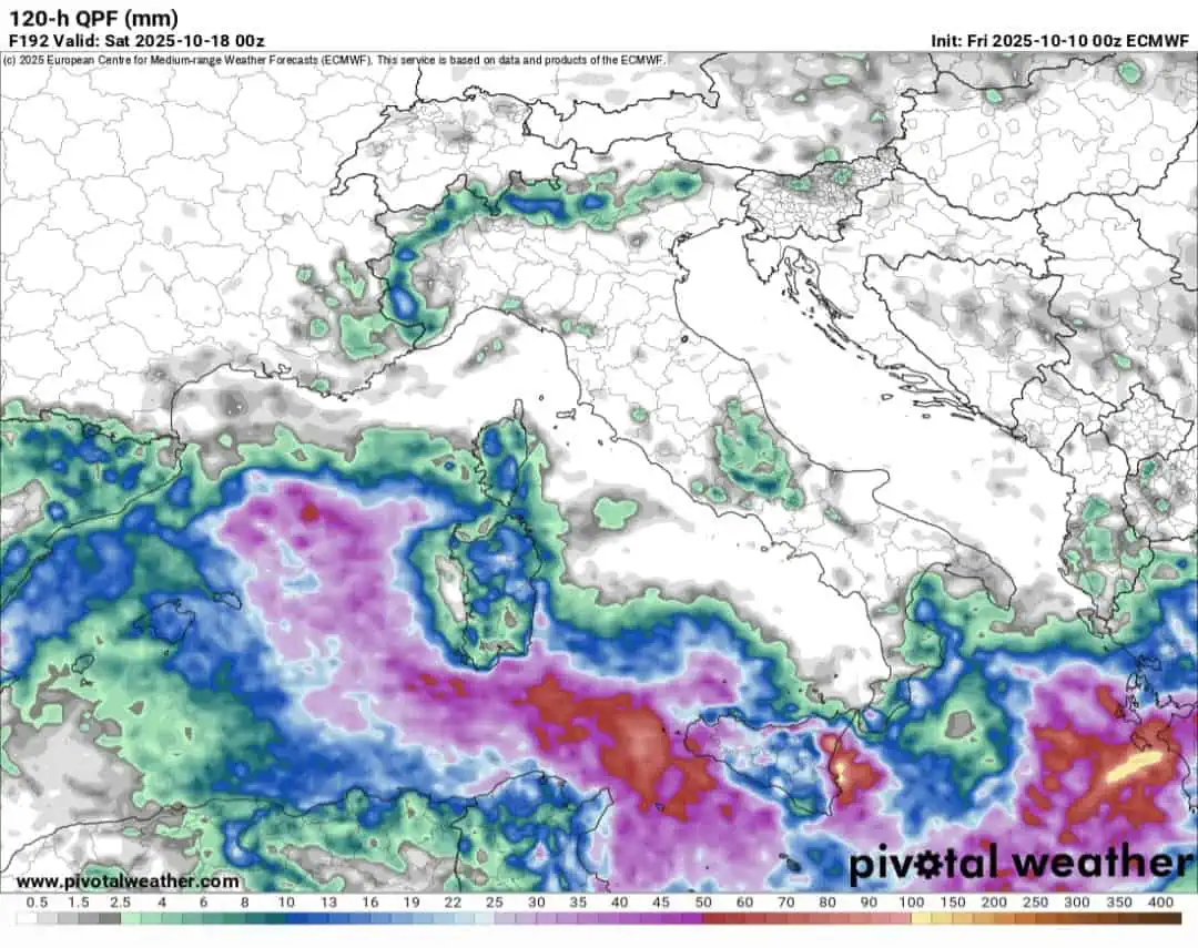 Precipitazioni Isole Maggiori metร ottobre