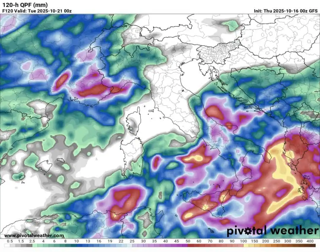 Precipitazioni Sud Italia weekend