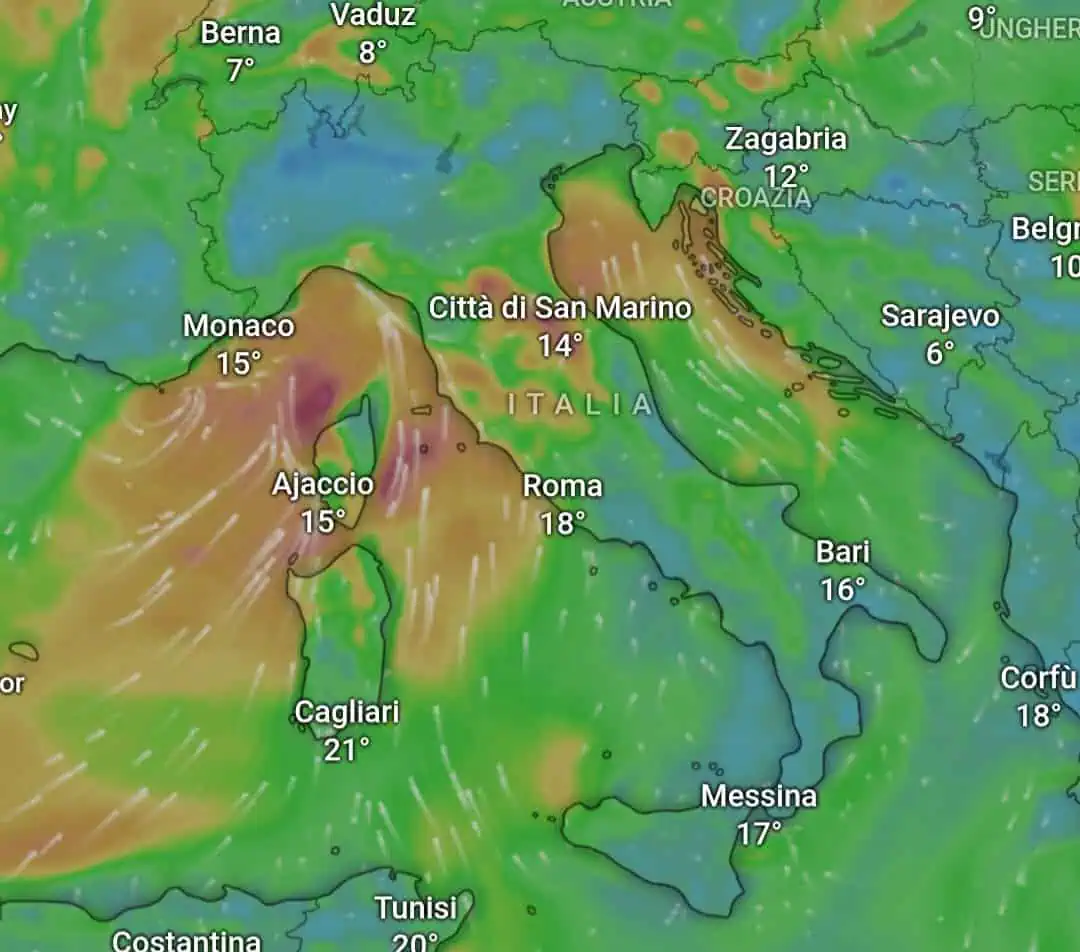 Raffiche di vento prossima settimana