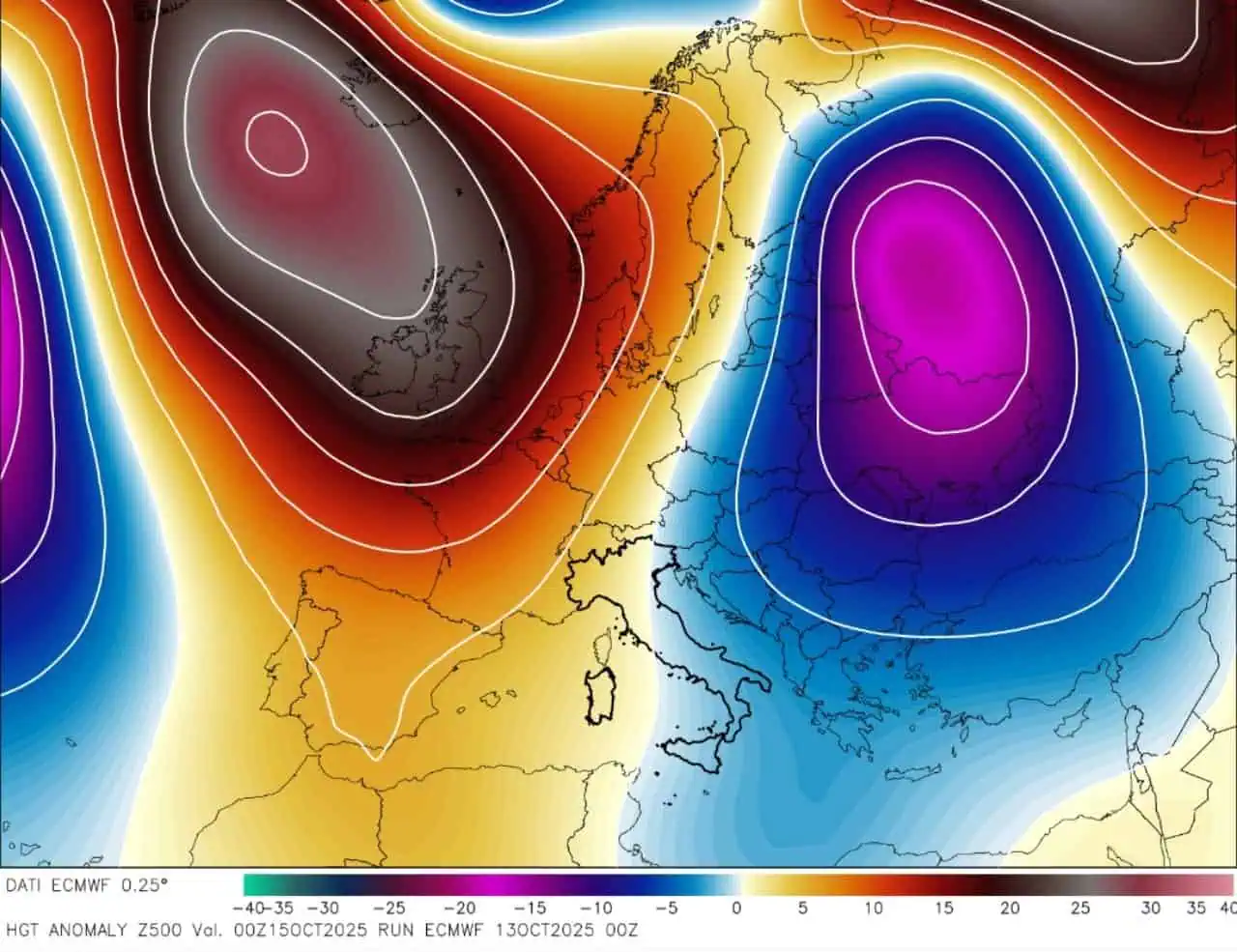 Situazione meteo 15 ottobre