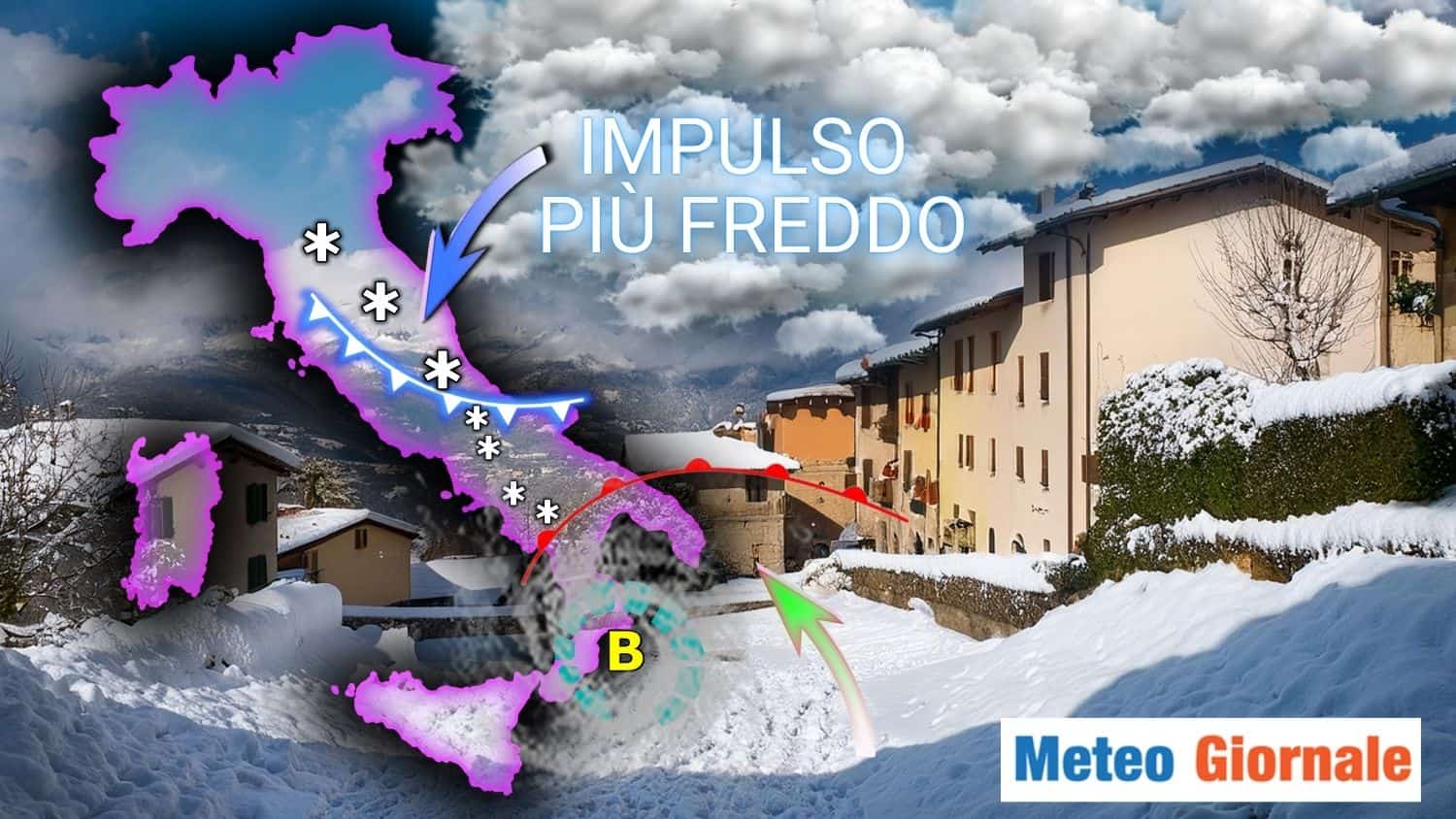 Tornano freddo e neve a quote medio-basse: ecco dove tra domani e venerdì 28. Mappa