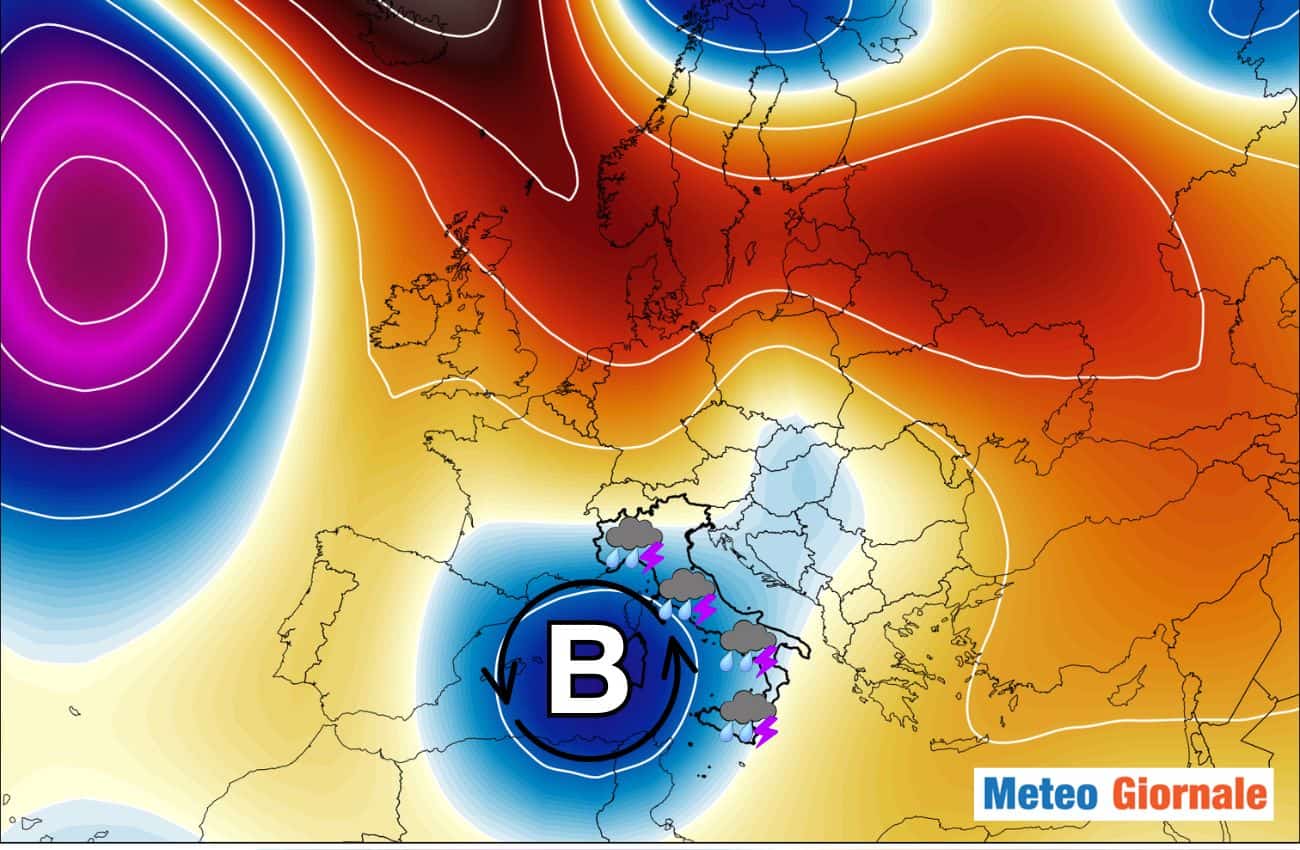 Torna il FORTE MALTEMPO con un intenso CICLONE. Data e zone più colpite
