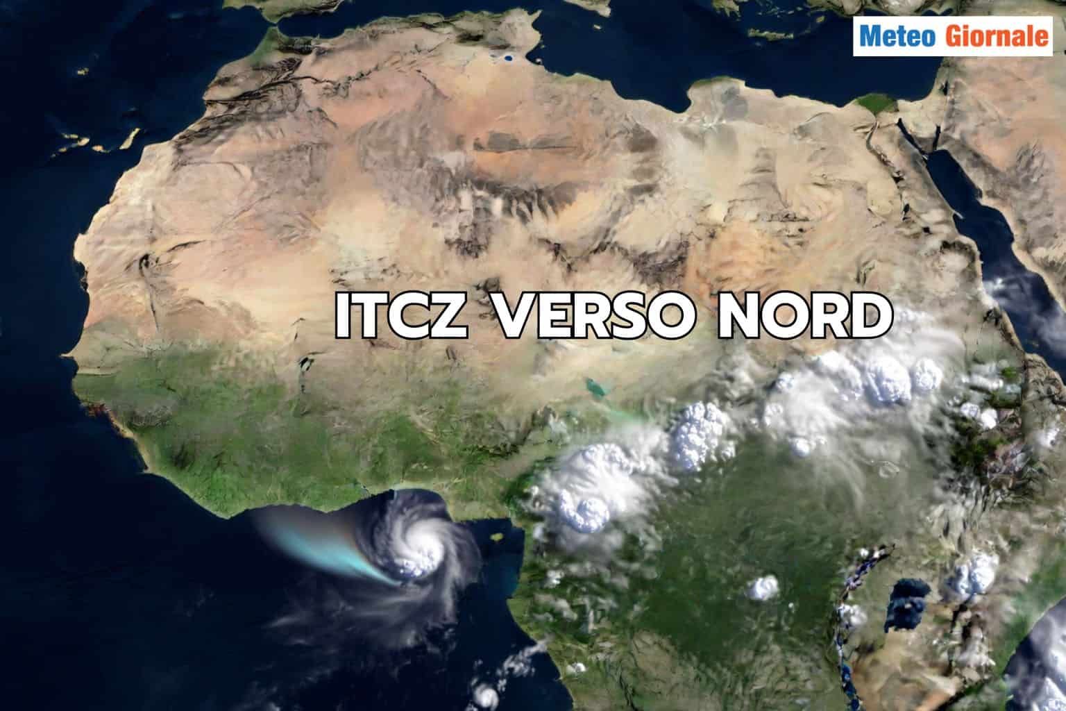 ITCZ in rinforzo più a nord su Africa Orientale