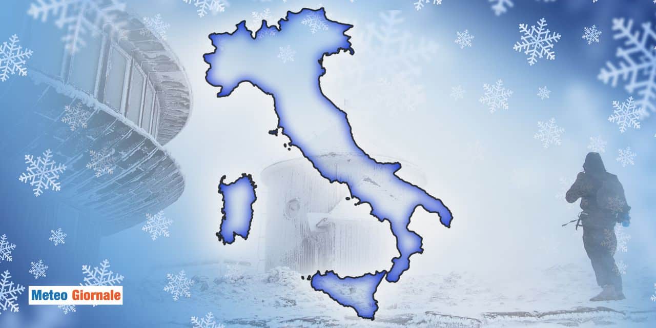 Crollo delle temperature a Natale, grandine, acquazzoni e fiocchi di neve a bassissima quota