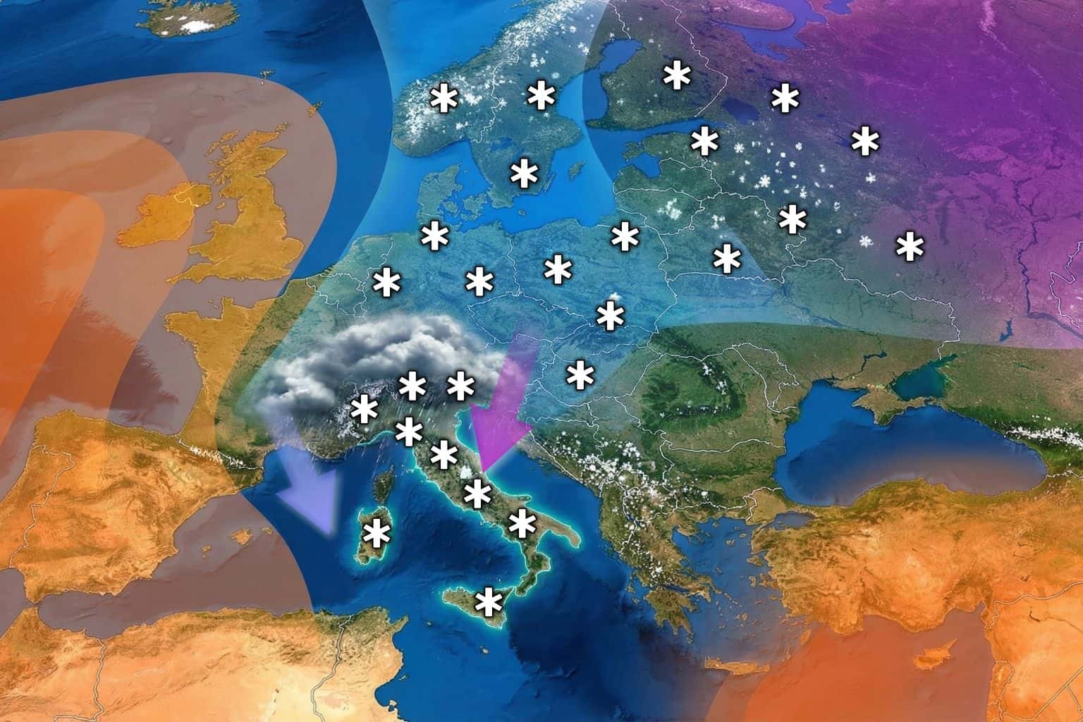 Il vero Inverno arriva sull’Italia: meteo in rapido peggioramento e crollo termico imminente